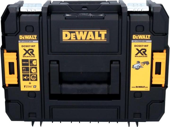 Actual product image DeWalt DCS 571 Battery hand-held circular saw 18 V 115 mm Brushless+ 1x battery 2.0 Ah + TSTAK - without
