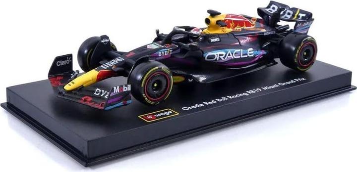 Actual product image Bburago Diecast 1:43 Formula Racing in Acrylic Box Red Bull RB19 Miami GP #Max Verstappen Ages 14+
