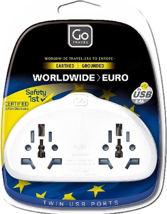 Image du produit Go Travel Adaptateur duo mondial USB Europe