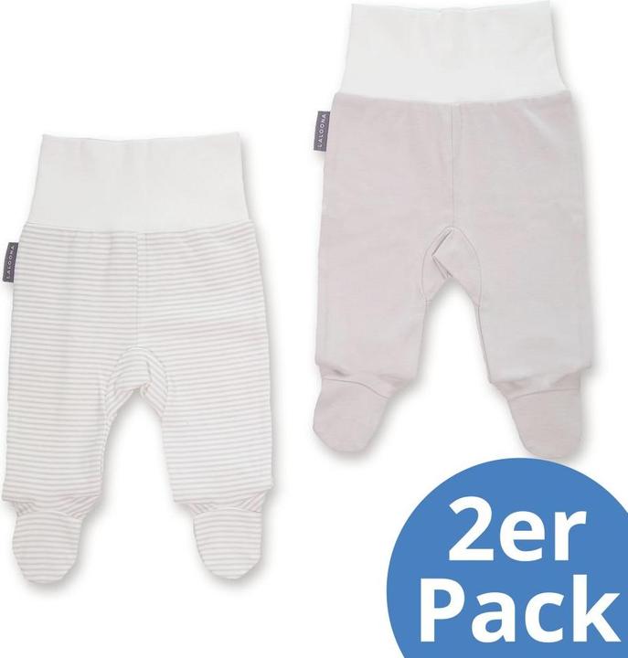 Actual product image La Loona LaLoona baby romper trousers 2-pack - Stripes - Light Taupe - (62)