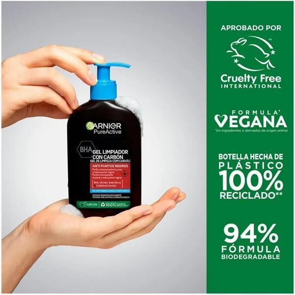 Actual product image Garnier Pure Active Charcoal Face Cleansing Gel 250ml (Gel, 250 ml)