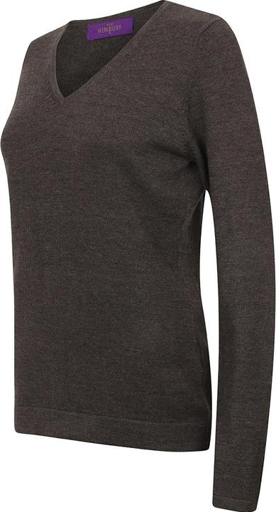 Image du produit Henbury Pull en maille fine avec encolure en V (XS)