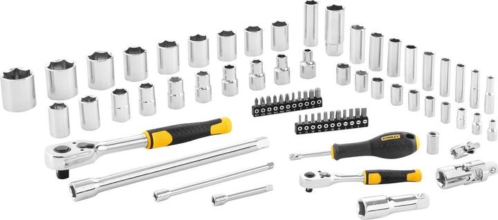 Image du produit Stanley Jeu de clés à douilles, 72 pièces, 1/2 pouce, 1/4 pouce, carré, type clé à douilles et à cliquet (21 mm)