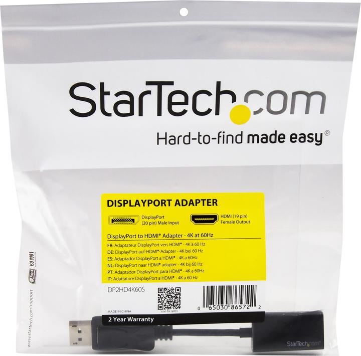 Actual product image StarTech DisplayPort on (HDMI, 21.50 cm)