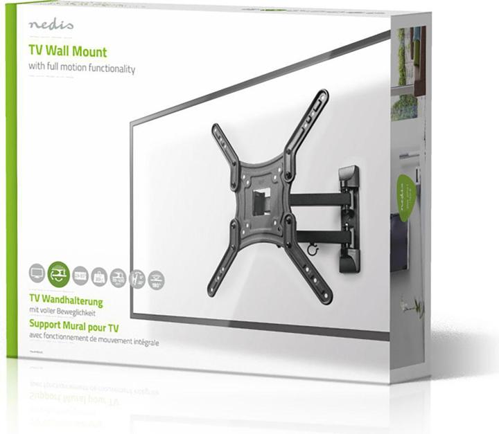 Produktbild Nedis Vollbewegliche TV-Wandhalterung - 23 - 55" - Max. 30 kg - 3 Drehpunkte - Drehwinkel: 180 ° - (Wand, 55", 30 kg)
