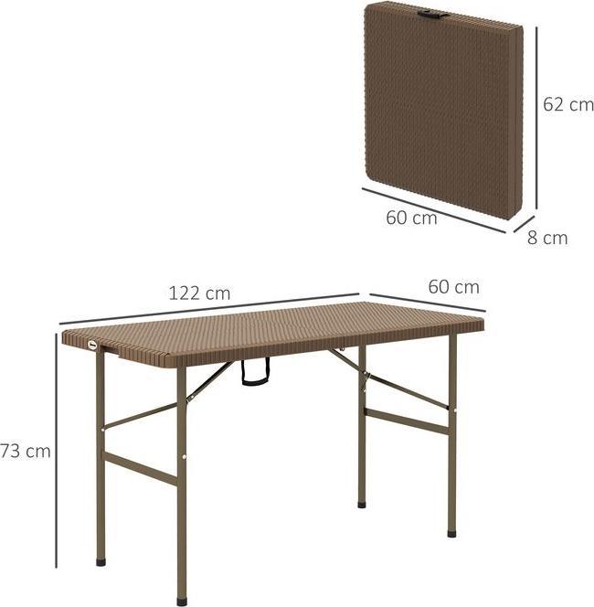 Produktbild Swisshandel24 Campingklapptisch mit Rattanoptik, für 4 Personen, bis 50 kg belastbar, HDPE, Braun