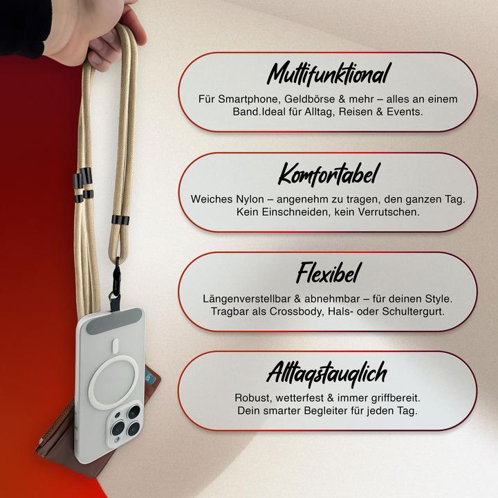 Produktbild Nalia HoldMe Lanyard Handykette - Universal Trageband für Smartphones - Verstellbar, Soft & Elastisch