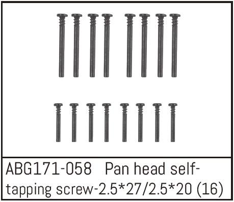 Produktbild Absima Pan Head Screw M2.5*27 (8) / M2.5*20 (8)