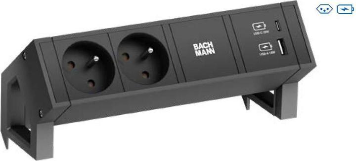 Produktbild Bachmann Desk 2 (2 x, USB-A, USB-C, Typ 13, 0.20 m)