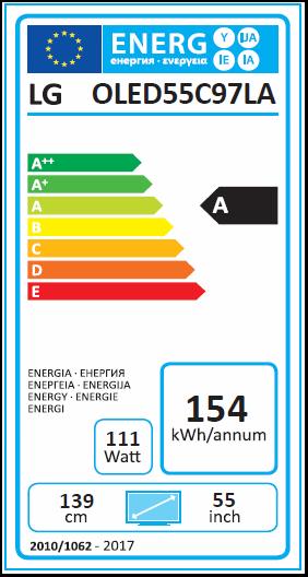 Energie-Label LG OLED55C97 (55", OLED, 4K)