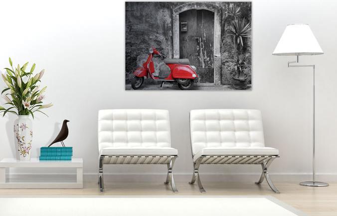 Immagine prodotto Trenddeko Scooter rosso in bianco e nero (60 x 40 cm)