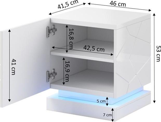 Actual product image Cama QIU bedside cabinet 2 pcs. 46x41 5x53 cm white glossy/white glossy