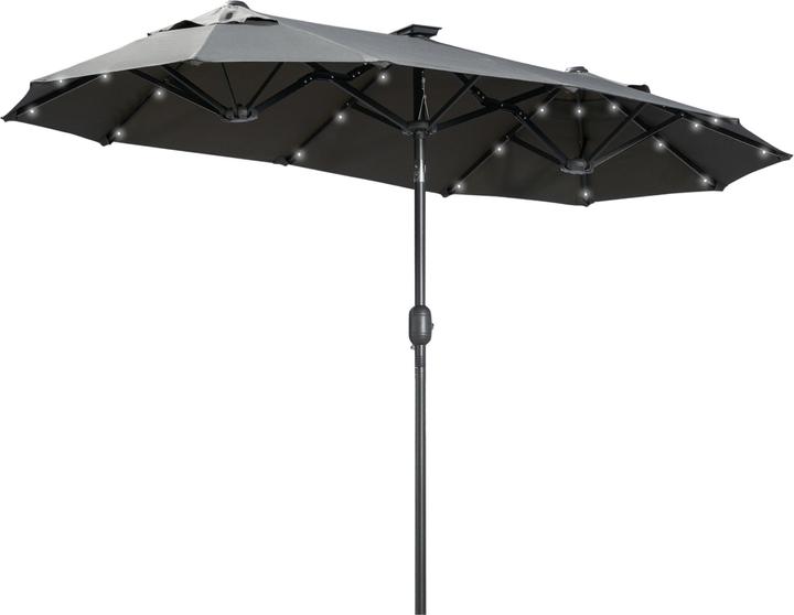 Image du produit Outsunny Parasol double, LED, angle d'inclinaison réglable, gris foncé 295 x 219cm (1.50 m)