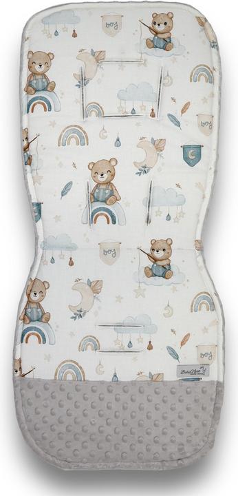 Actual product image Baby-Nest Pram Seat Cover & Anti-Shock Cushion |Premium Cotton & Minky Fabric |Teddy Bear