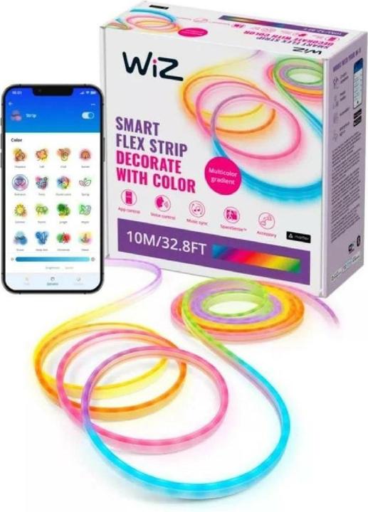 Image du produit WiZ Smart Flex Strip LED-Streifen 10m, 16 Mio. Farben, dynamische Szenen (RGBIC, 1000 cm, Intérieur)