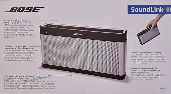 Immagine prodotto Bose SoundLink Bluetooth III, dispositivo mobile (14 h, Batteria ricaricabile, Corrente elettrica)