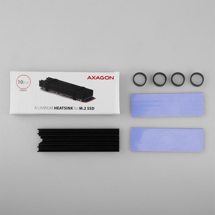 Actual product image Axagon CLR-M2L10 passive M.2 SSD heatsink - 2280, 10mm height, aluminum
