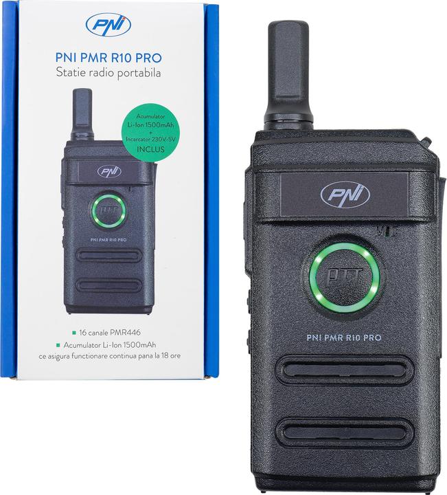 Actual product image PNI Portable radio PMR R10 PRO, 446 MHz, 0.5 W, 16 programmable channels, 16 PMR and 50 CTCSS (5 km)