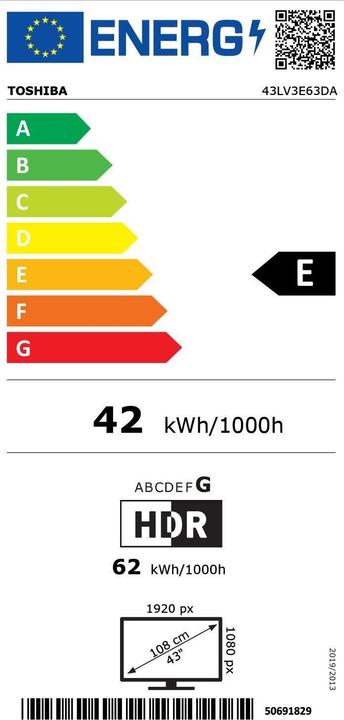Energie-Label Toshiba 43LV3E63DA (43", LCD, Full HD)