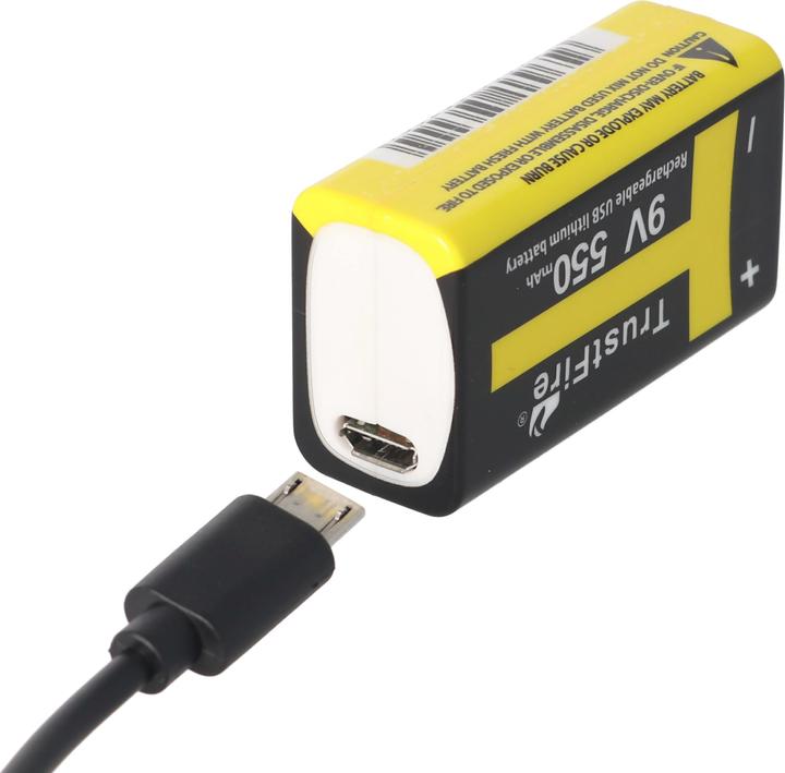 Immagine prodotto Trustfire Blocco da 9V con funzione di ricarica USB (1 pz., 9V Block, 550 mAh)