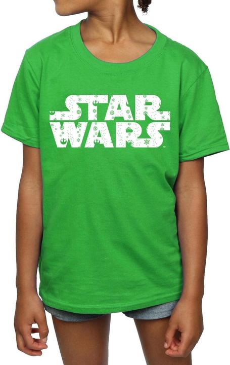 Actual product image Star Wars Girls Christmas Logo Cotton T-Shirt (140, 146)