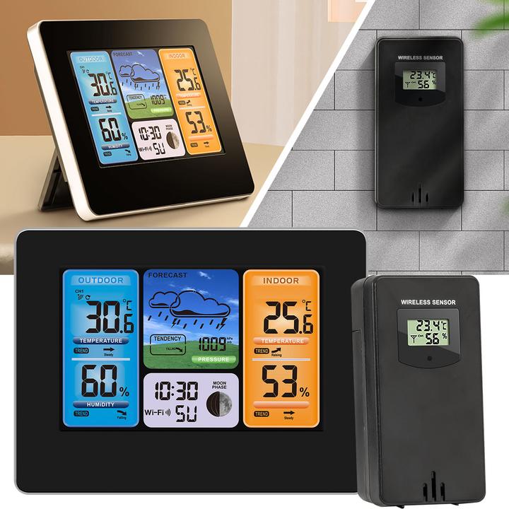 Actual product image Casativo WLAN wireless weather station with outdoor sensor, colour display and clock