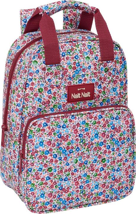 Actual product image Nait Nait School backpack Flores coimbra burdeos burgundy red 20 x 28 x 8 cm