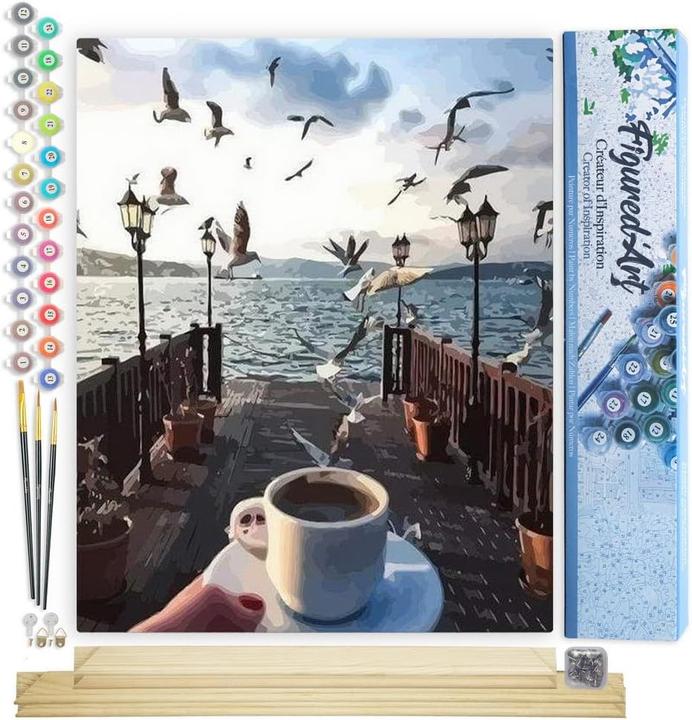 Immagine prodotto Figured'Art Dipingere con i numeri - Caffè e gabbiani sull'acqua