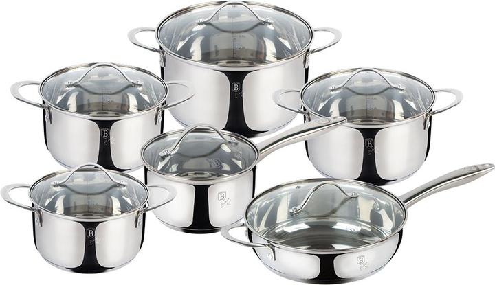 BerlingerHaus BH6661 Set di pentole da 12 pezzi Silver Jewellery Collection stainless (Set di pentole e padelle da cucina, Alluminio)