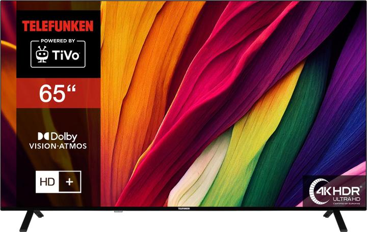 Produktbild Telefunken XU65TO750S (164 cm (65 Zoll), schwarz, UltraHD/4K, Triple Tuner, SmartTV, TiVo Betriebssystem) (65", LED, 4K, 2024)