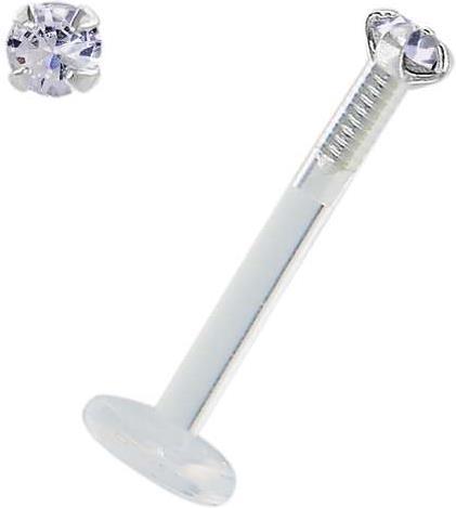 Bijouteria Piercing für Lippe/Tragus (Bioplast, Silber 925, Swarovski Kristall)