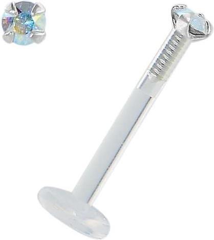Bijouteria Piercing für Lippe/Tragus (Bioplast, Silber 925, Swarovski Kristall)