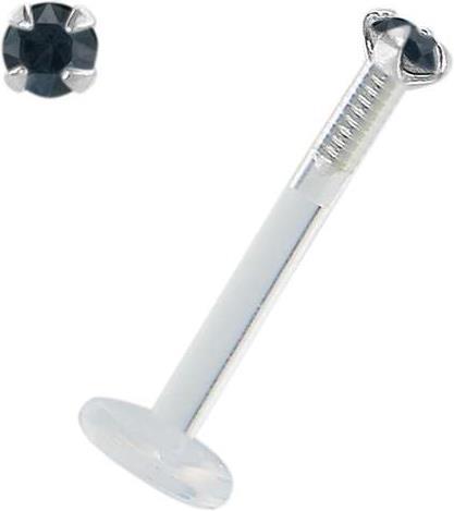 Bijouteria Piercing für Lippe/Tragus (Bioplast, Silber 925, Swarovski Kristall)