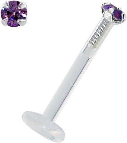 Produktbild Bijouteria Piercing für Lippe/Tragus (Bioplast, Silber 925, Swarovski Kristall)