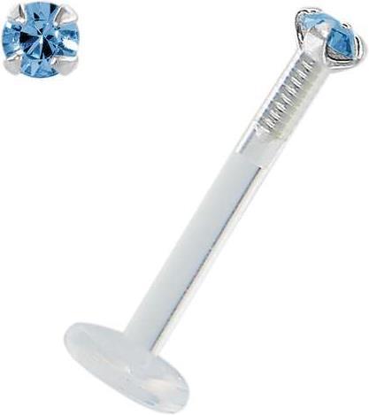 Bijouteria Piercing für Lippe/Tragus (Bioplast, Silber 925, Swarovski Kristall)