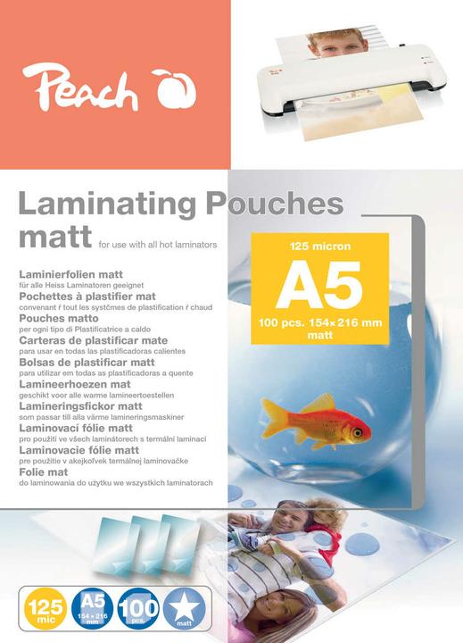 Actual product image Peach Laminating films A5 (154x216mm), 125mic, matt (A5, 100 Piece, 125 µm)