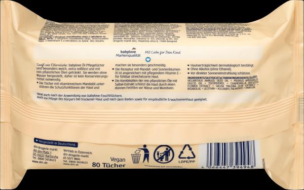 Produktbild dm babylove Ölpflegetücher (80 Stück)