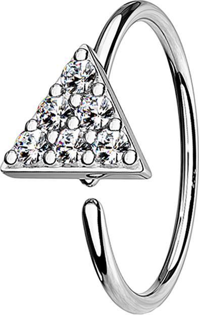 Star Piercing Micro Piercing Ring silber Dreieck mit Kristall (Messing)