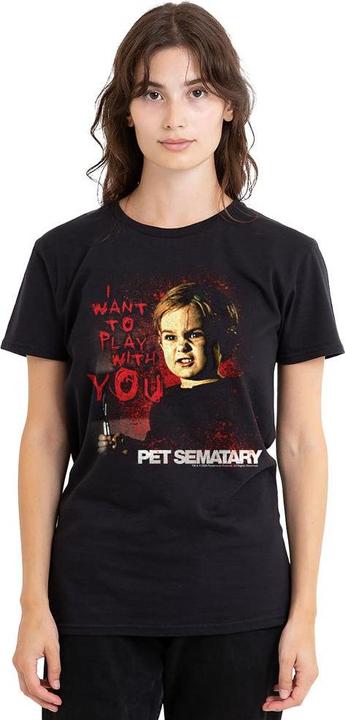 Actual product image Pet Sematary Unisex Adult I Want To Play T-Shirt (M)