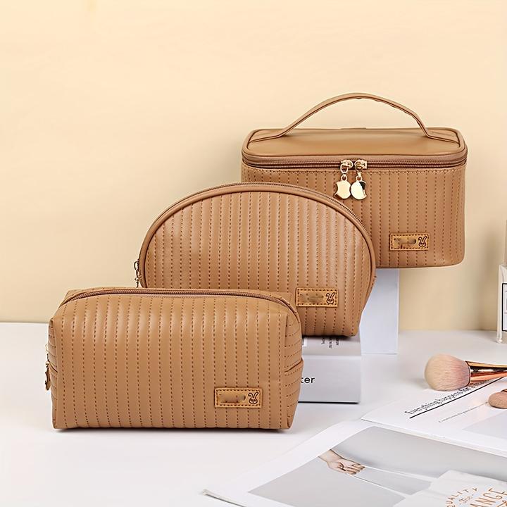 Actual product image Only-Bags.Store 3pcs/set cosmetic bag, portable large opening square cosmetic bag / shell design