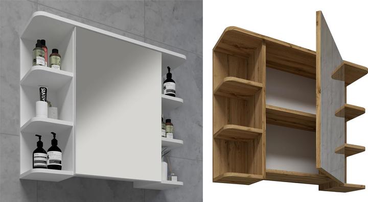 VCM Badspiegel Wandspiegel Hängespiegel Spiegelschrank Badezimmer Ablage Nilosi (80 x 21 x 64 cm)