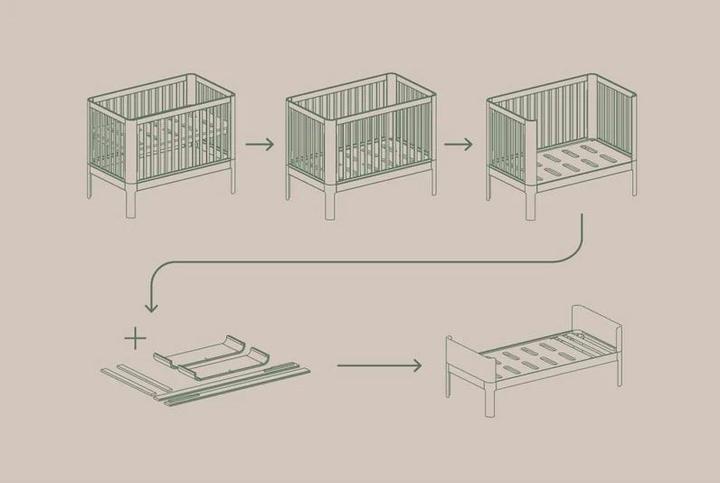 Produktbild Flexa Nova Wickelkommode mit Babybett inkl. Matratze Oak (Babybett)