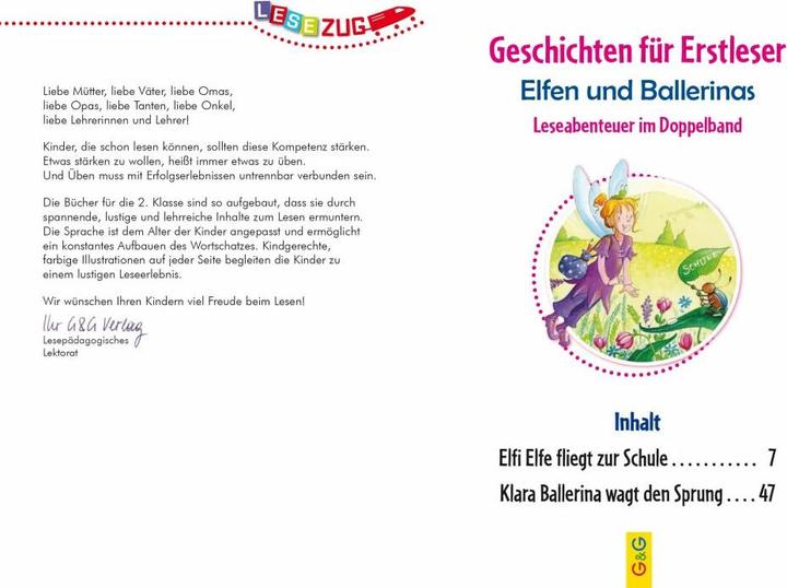 Immagine prodotto LESEZUG DOPPELBAND/2. Klasse: Geschichten für Erstleser. Elfen und Ballerinas (Tedesco, Michaela Holzinger, Becker souffie, Tatjana Weiler, Kirsten Strassmann, 2020)