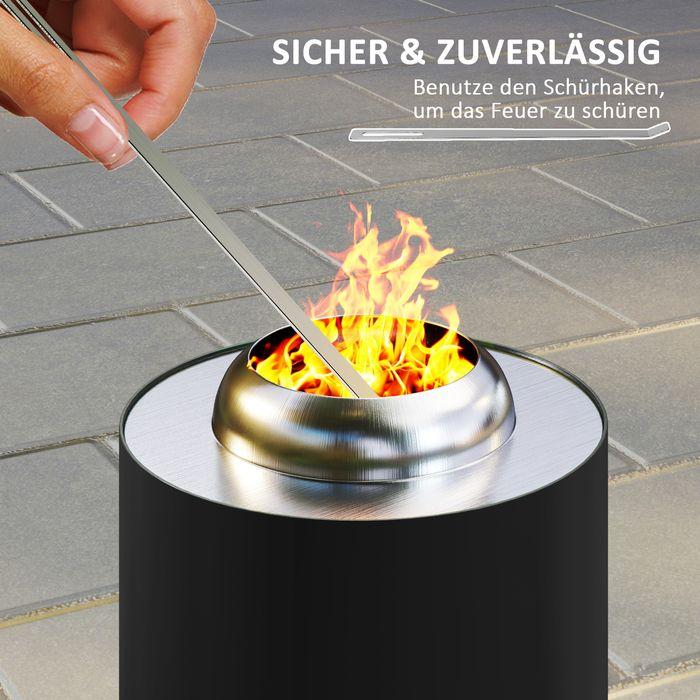 Image du produit Swisshandel24 Feuerschale Ø16x25cm Edelstahl Schürhaken BBQ Camping Schwarz (16 cm)