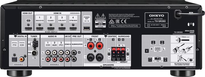 Image du produit Onkyo TX-SR393 (5.2 canaux, FM, AM)