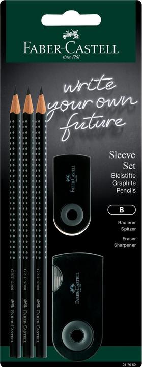 Image du produit Faber-Castell Set d'écriture Grip 2001 Sleeve Design noir (2 mm, B, 3 x)