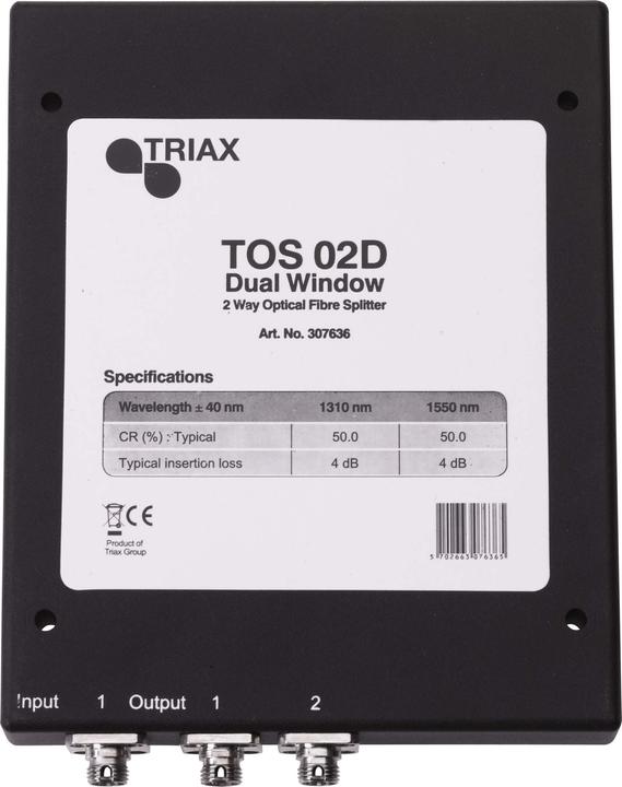 Actual product image Triax TOS 02 D 2-way optical amplifier with FC/PC connectors (Cords)