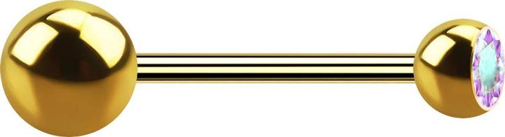 Produktbild Star Piercing Micro Barbell vergoldet mit Kugel und Kugel Kristall multicolor (Chirurgenstahl 316L, ohne Messing)