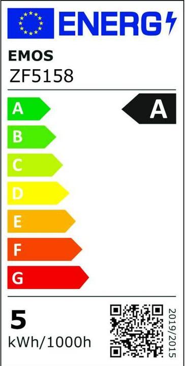 Etichetta energetica Emos Lampada LED a filamento A60 / E27 / 5 W (75 W) / 1 060 lm / Bianco neutro (E27, 5 W, 1060 lm, 1 x, A)