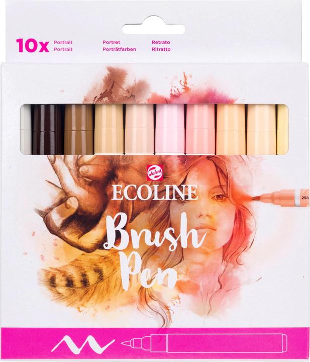 Actual product image Talens Ecoline Brush Pen Set 11509816 ass. Skin 10 pieces (Pastel red, Sepia light, Sepia dark, Sepia, Pastel pink, Pastel yellow, Beige, Pink beige, Apricot tree, 10 x)